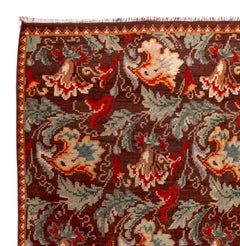 5.8x9.6 Ft Vintage Bessarabian Kilim, Floral Handwoven Wool Rug from Moldova