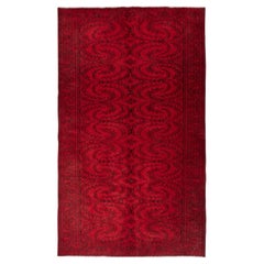 5.7x9.6 Ft handgeknüpfter türkischer Vintage-Teppich Overdyed in Rot für moderne Innenräume
