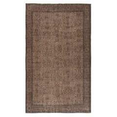 5.7x9.6 Ft Handgefertigter türkischer Teppich. Brauner, rotgefärbter Vintage-Teppich für das Wohnzimmer