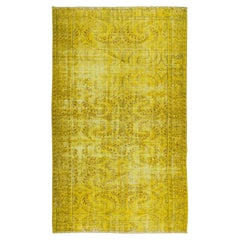 5.7x9.6 Ft Handmade Yellow Overdyed Rug, Vintage Decorative Carpet From Turkey