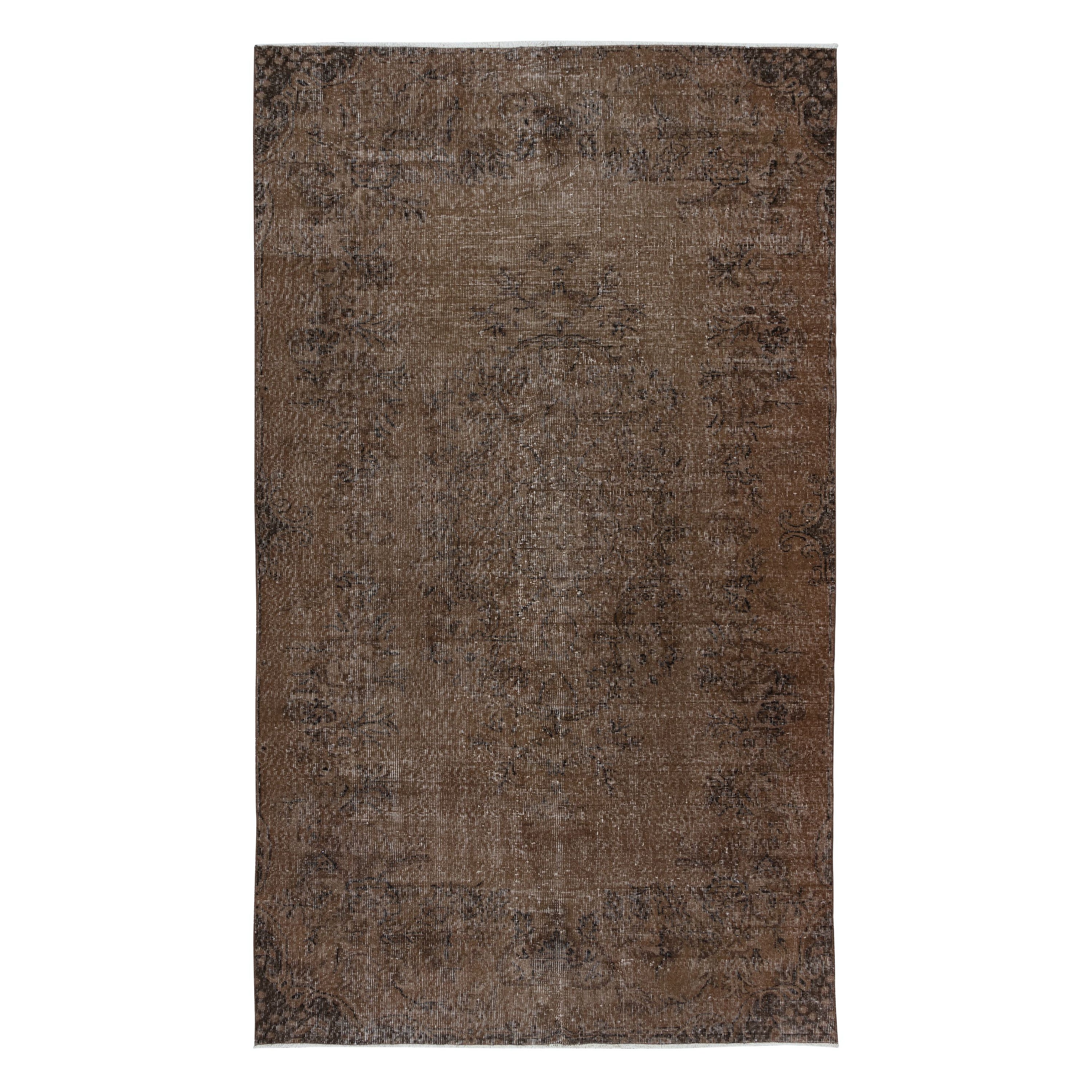 5.7x9.6 Ft Vintage Area Rug in Brown für moderne Innenräume, handgeknüpft in der Türkei