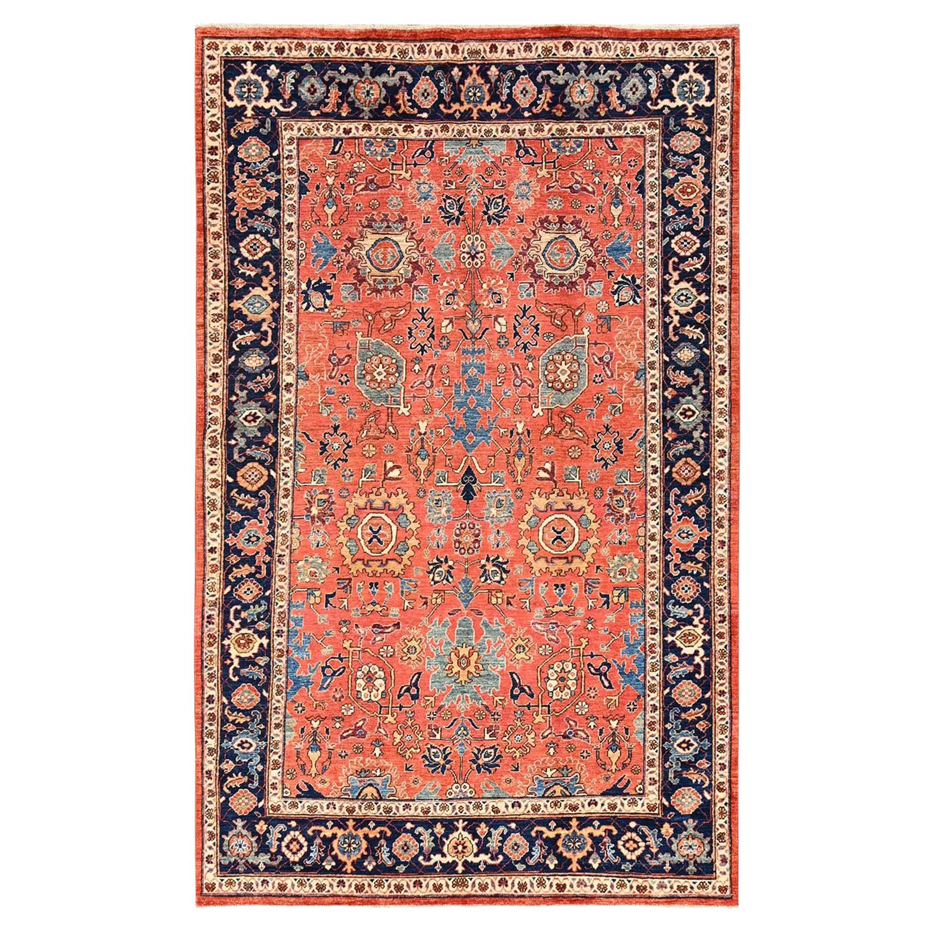 5
7 "x9
6" Yam Orange Aryana Grade Heriz All Over Design Wolle Handknüpfteppich im Angebot