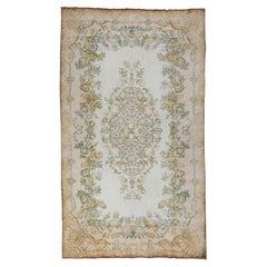 5.7x9.8 Ft Mitte des 20. Jahrhunderts handgefertigt türkischen Oushak Teppich, Sonne verblasst Wolle Teppich