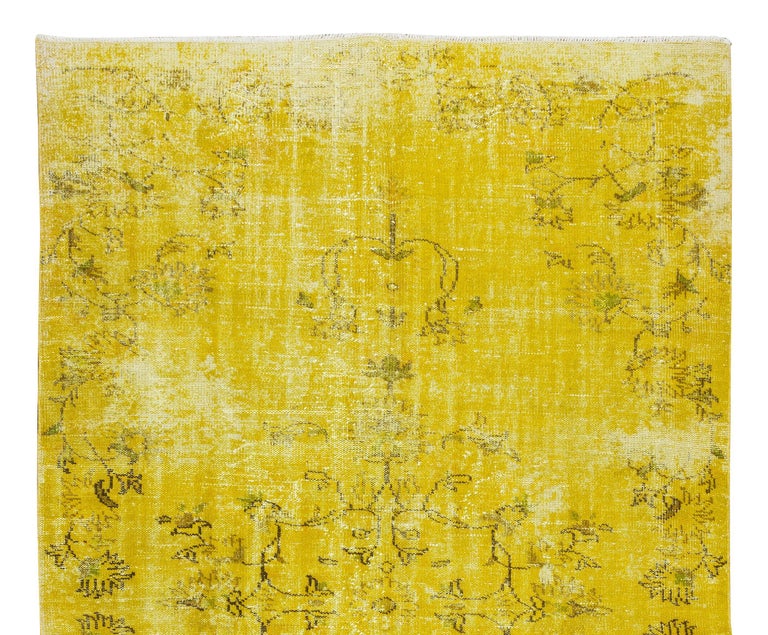 Handmade Yellow Overdyed Rug, Mid20th Century Wool Carpet From Turkey For  Sale at 1stDibs