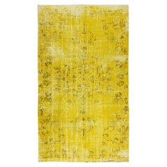  5.7x10 Ft Handmade Yellow Area Rug, Mid20th Century Wool Carpet From Turkey
