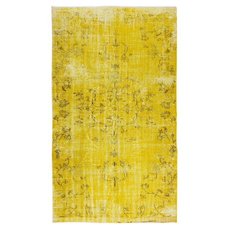 Handmade Yellow Overdyed Rug, Mid20th Century Wool Carpet From Turkey ...