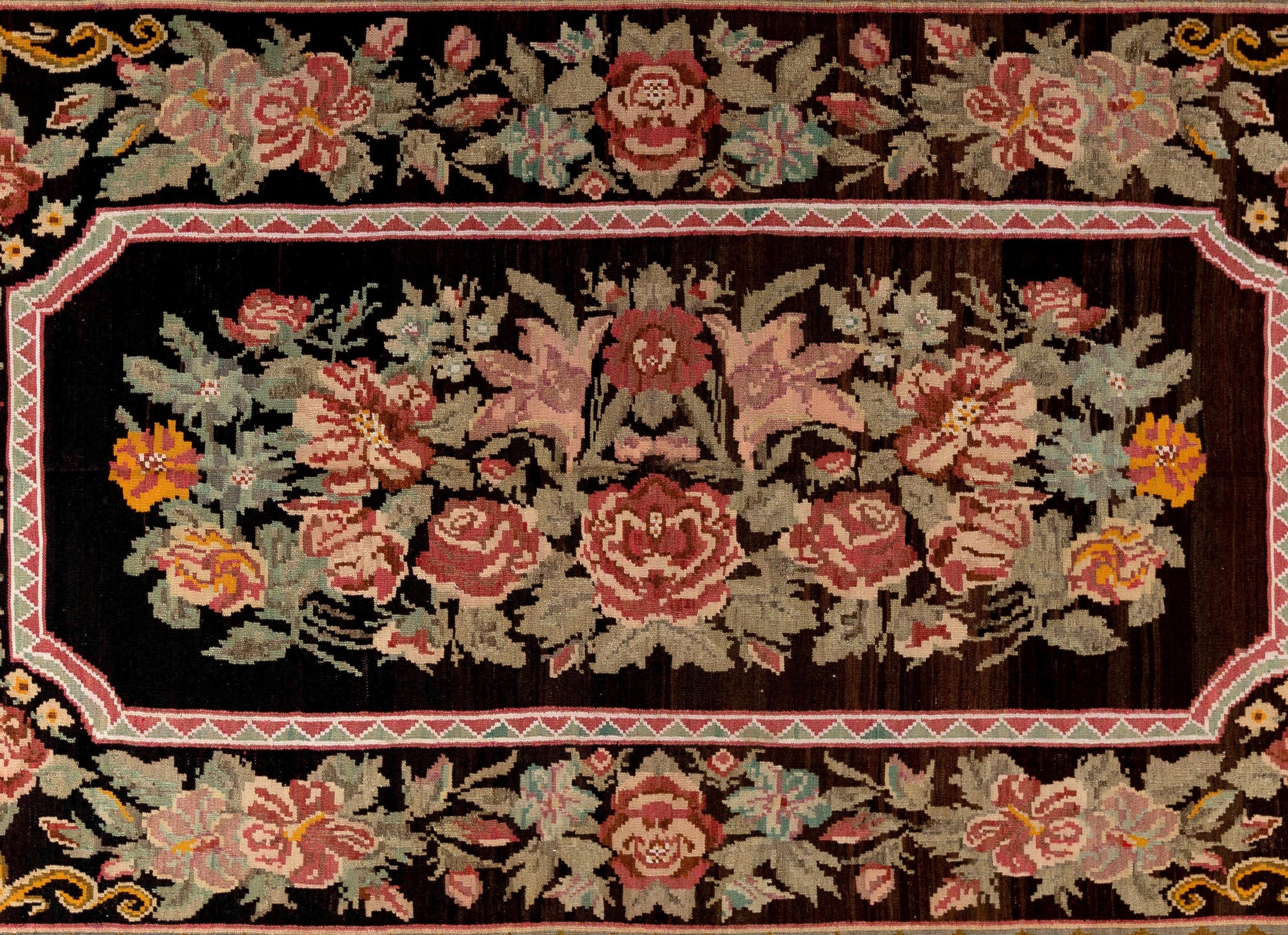 20th Century 5.8x9.10 ft Vintage Bessarabian Kilim, Floral Handwoven Wool Rug from Moldova