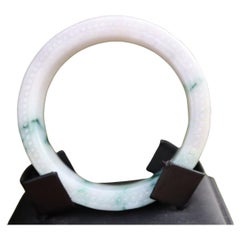 58-60mm Type A Jadeite Jade Bangle with Beautiful hand carving
