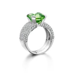 5.8 Carat Asscher Cut Tourmaline Diamond 18 Karat White Gold Cocktail Ring