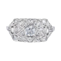 Anillo Art Decó de Platino con Diamantes de 0,58 Quilates