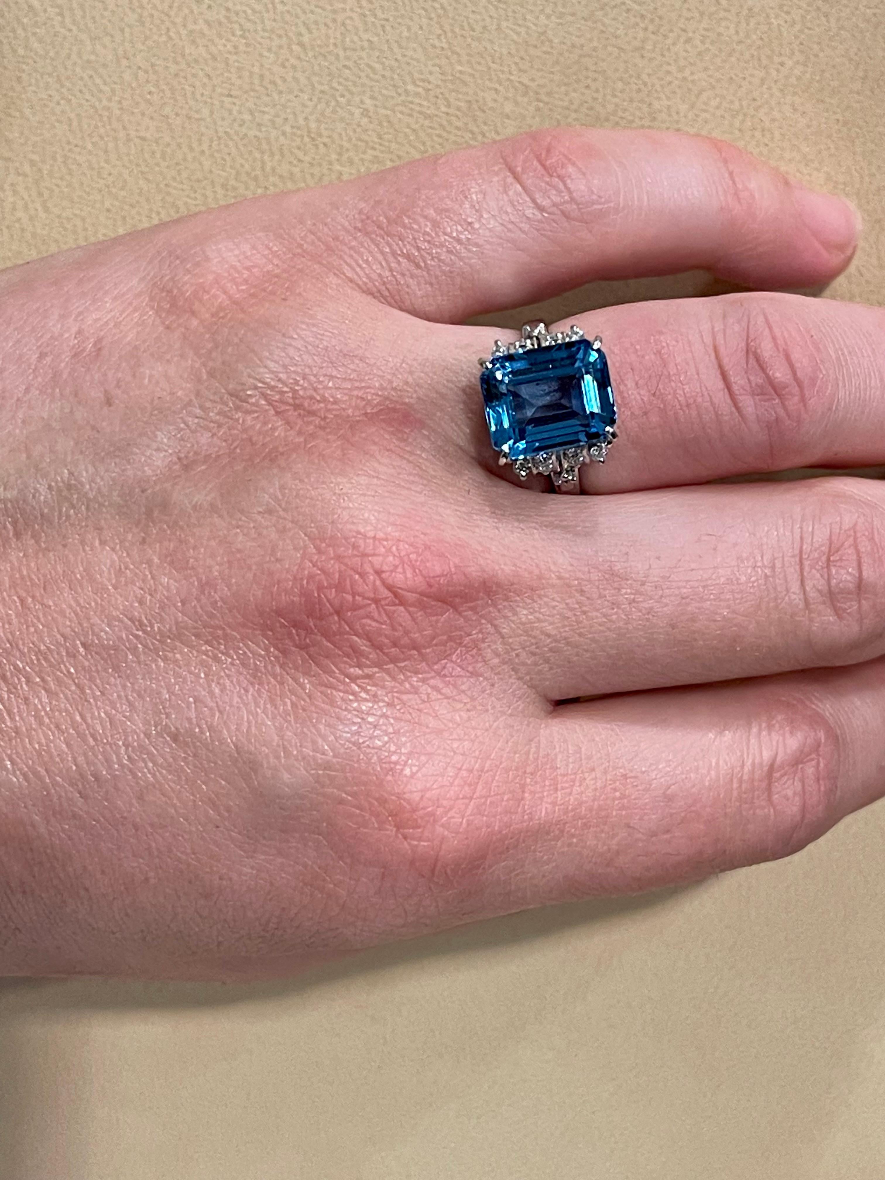 5,8 Karat feinster blauer Topas Diamant Platin Ring Nachlass im Angebot 10