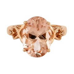 Bague en or rose 18 carats avec diamants et morganite de 5,8 carats