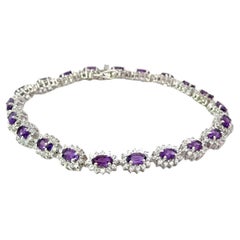 Bracelet de mariage tennis CZ avec améthyste halo de 5,8 carats en argent 925