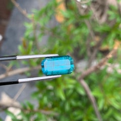 5.8 Carat Natural Teal Blue Tourmaline Emerald Cut Loose Gemstone for Jewelry