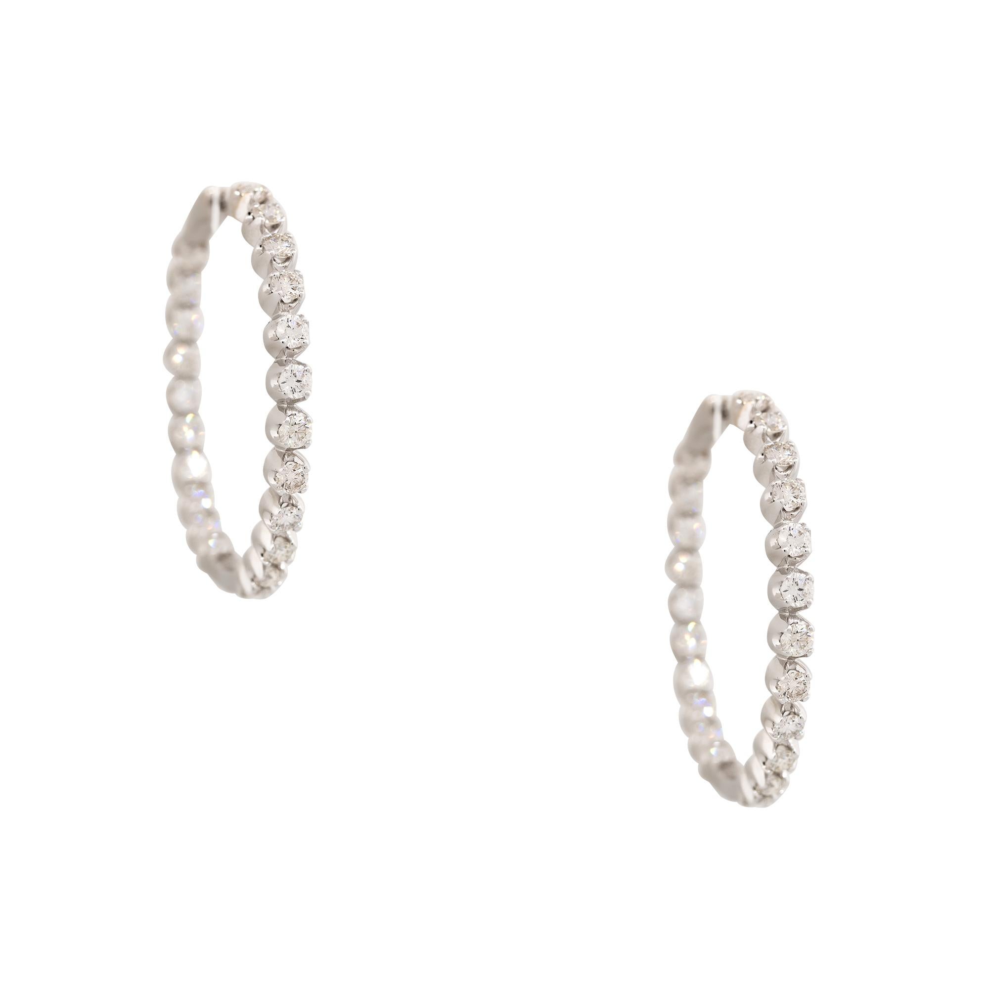 Modern 5.8 Carat Round Brilliant Cut Diamond Inside Out Hoop Earrings 14 Karat In Stock For Sale