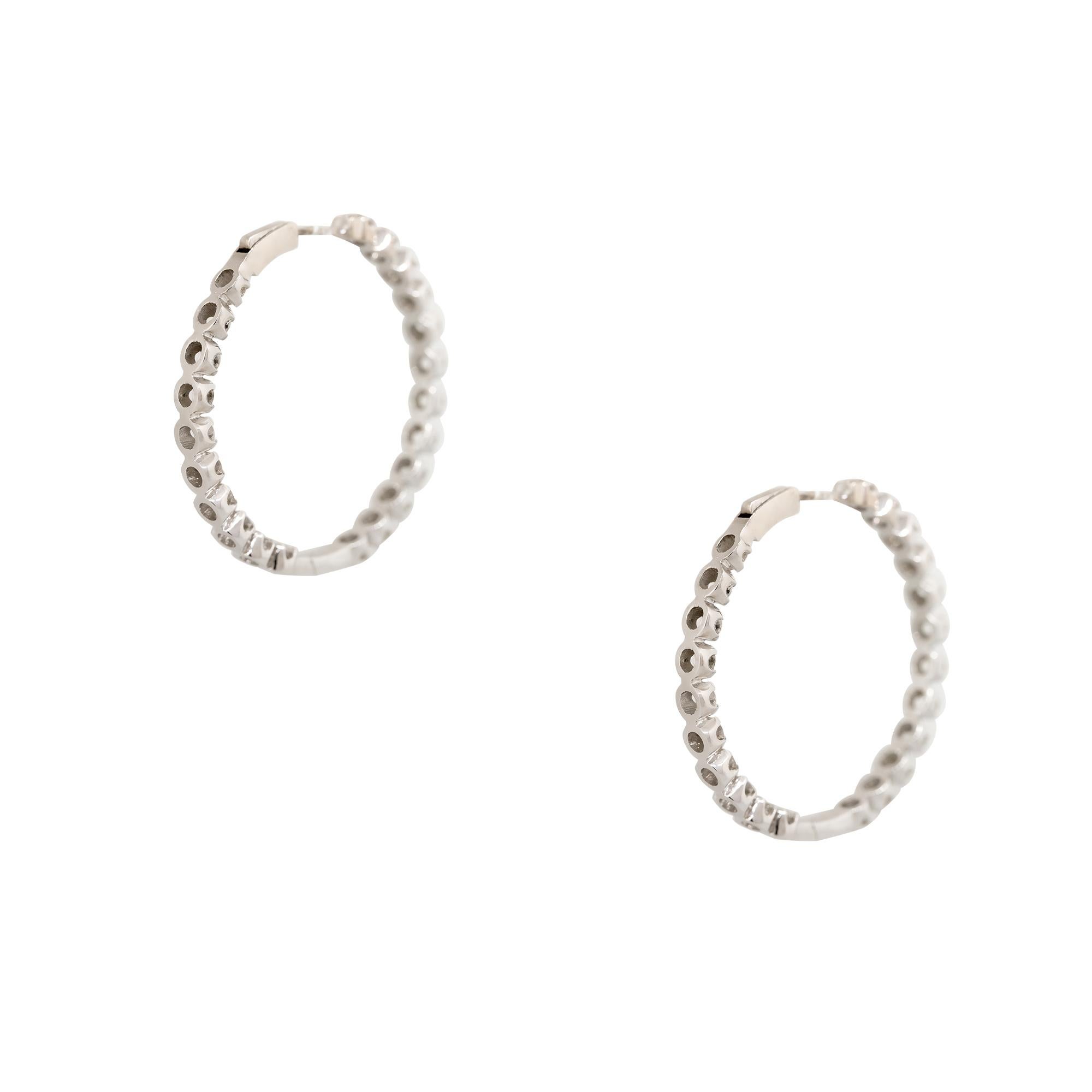 5.8 Carat Round Brilliant Cut Diamond Inside Out Hoop Earrings 14 Karat In Stock In Excellent Condition For Sale In Boca Raton, FL