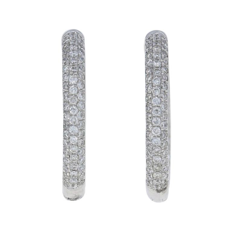 .58 Carat Round Brilliant Diamond Earrings, 18k Gold Pierced Inside-Out Hoops