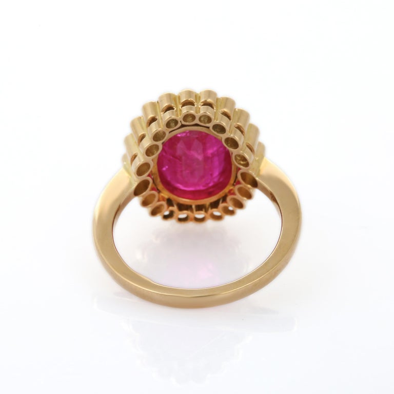 For Sale:  5.8 Carat Ruby Cocktail Ring in 18K Yellow Gold with Diamonds 5