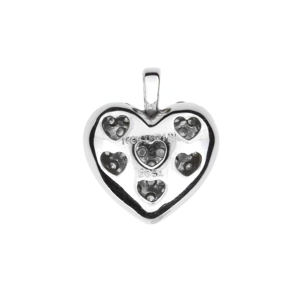 Single Cut .58 Carat Total Weight Diamond 18K Puffed Heart Pendant For Sale