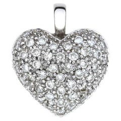 .58 Carat Total Weight Diamond 18K Puffed Heart Pendant