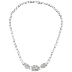 5.8 Carat VS/G Quality Diamond 18 Karat White Gold Necklace Bridal Estate