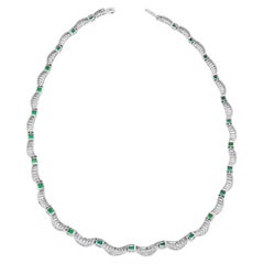 58 Ct. Emerald Baguette Diamond Choker Necklace