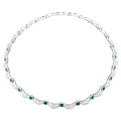 58 Ct. Emerald Baguette Diamond Choker Necklace