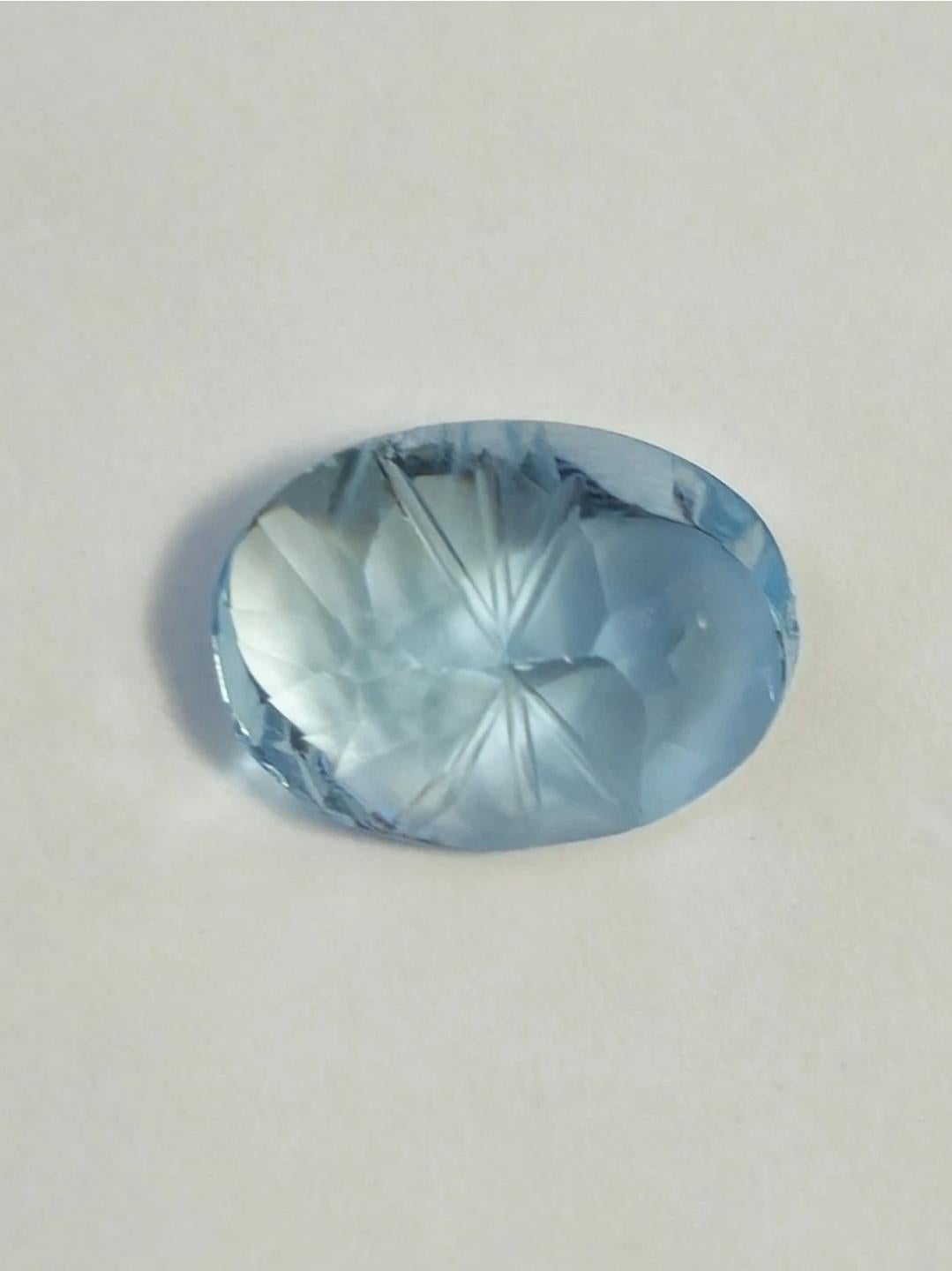 5.8 ct Natural Oval Sky Blue Topaz 14X10 Fantasy Cut in vendita 1