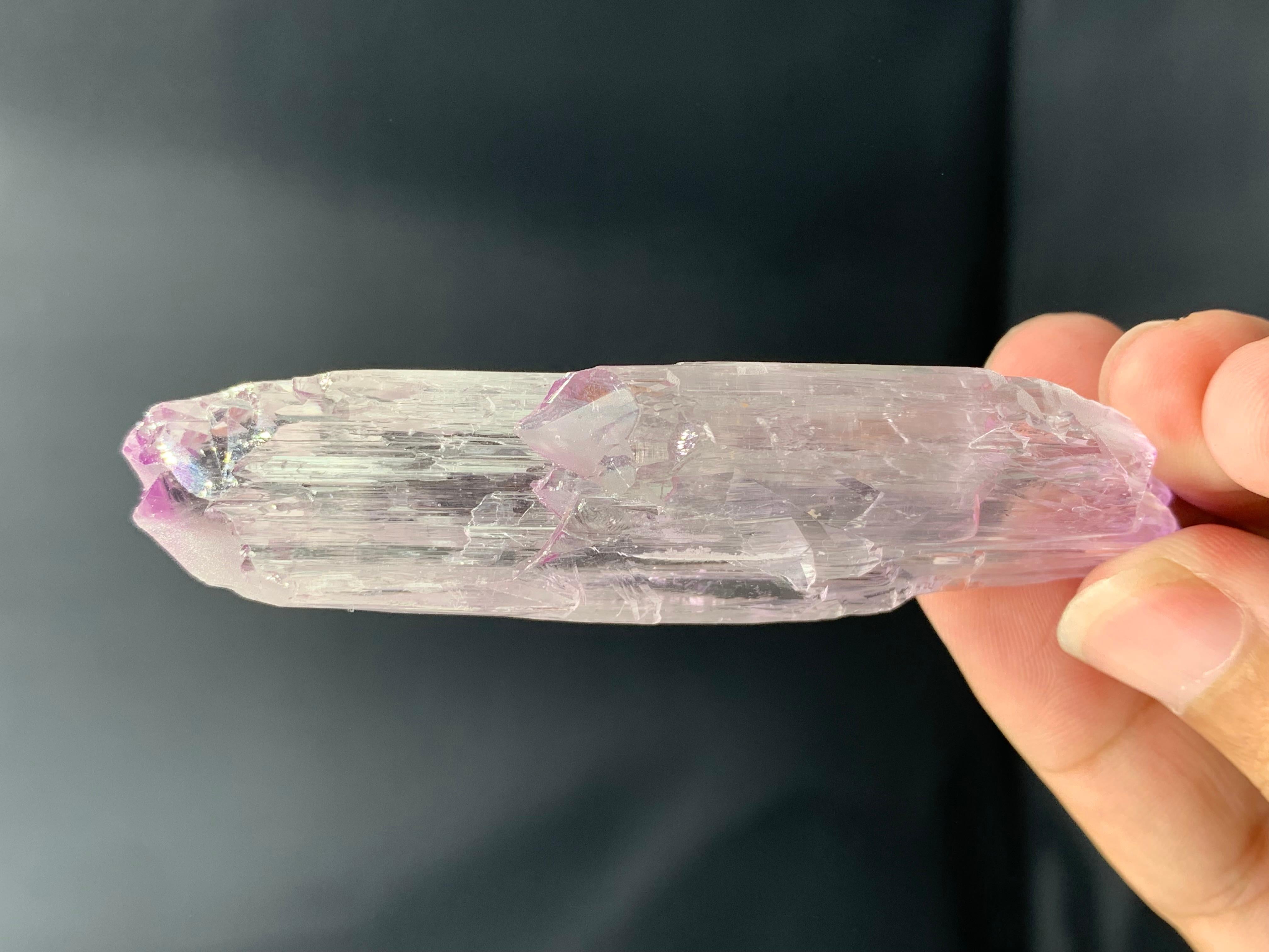 Contemporary 58 Grams Double Terminated Pink Gem Kunzite Floater Crystal From Afghanistan For Sale