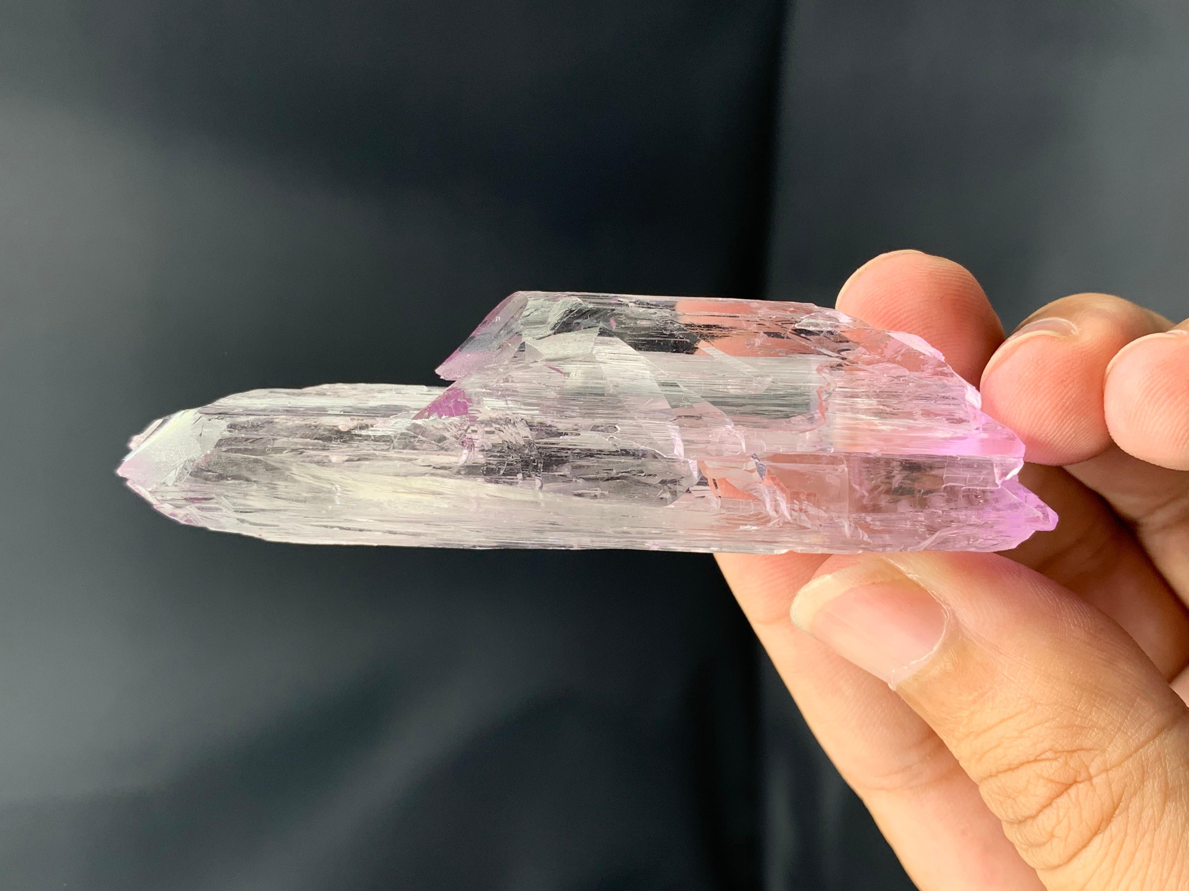 58 Grams Double Terminated Pink Gem Kunzite Floater Crystal From Afghanistan For Sale 2