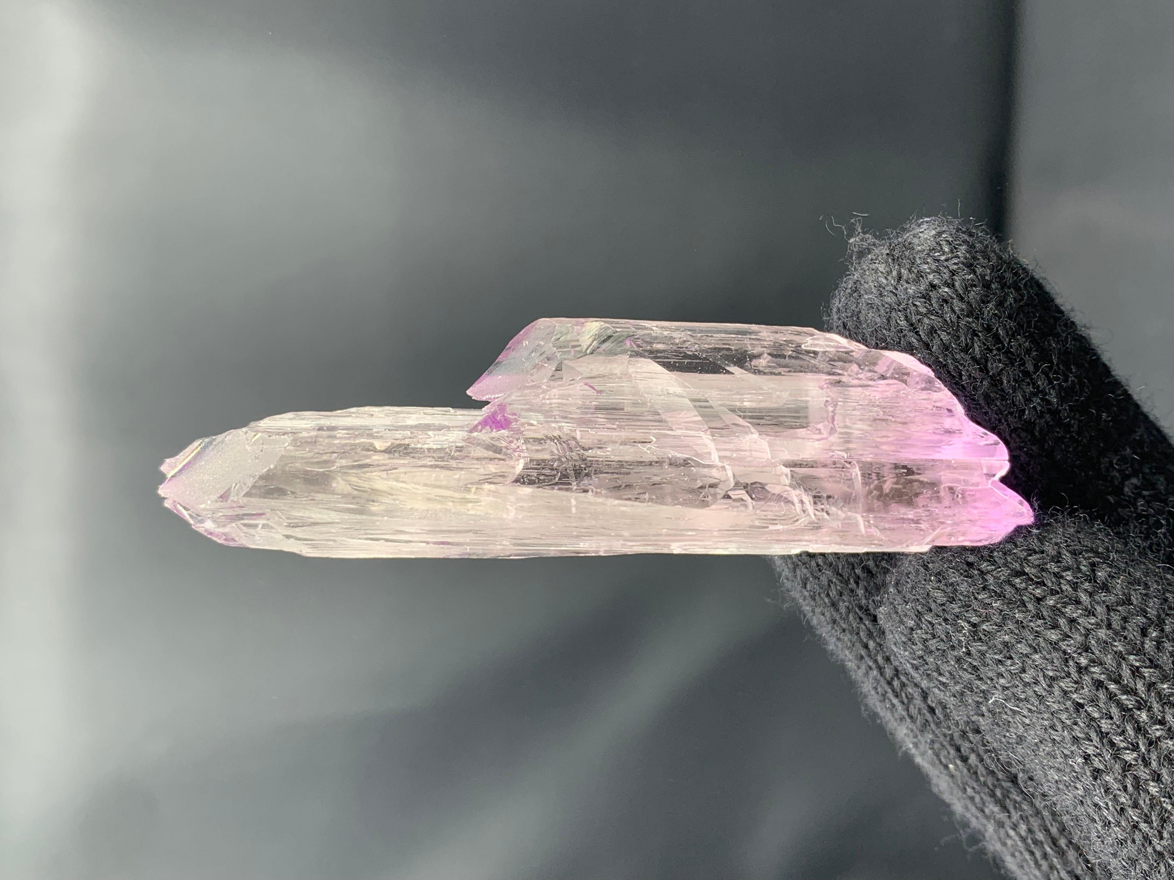 58 Grams Double Terminated Pink Gem Kunzite Floater Crystal From Afghanistan For Sale 3