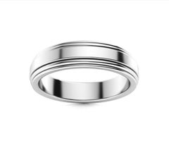 5.8 MM WIDE BEVELED EDGE Platinum Plain Wedding Band Ring 14.5 Grams, Estate