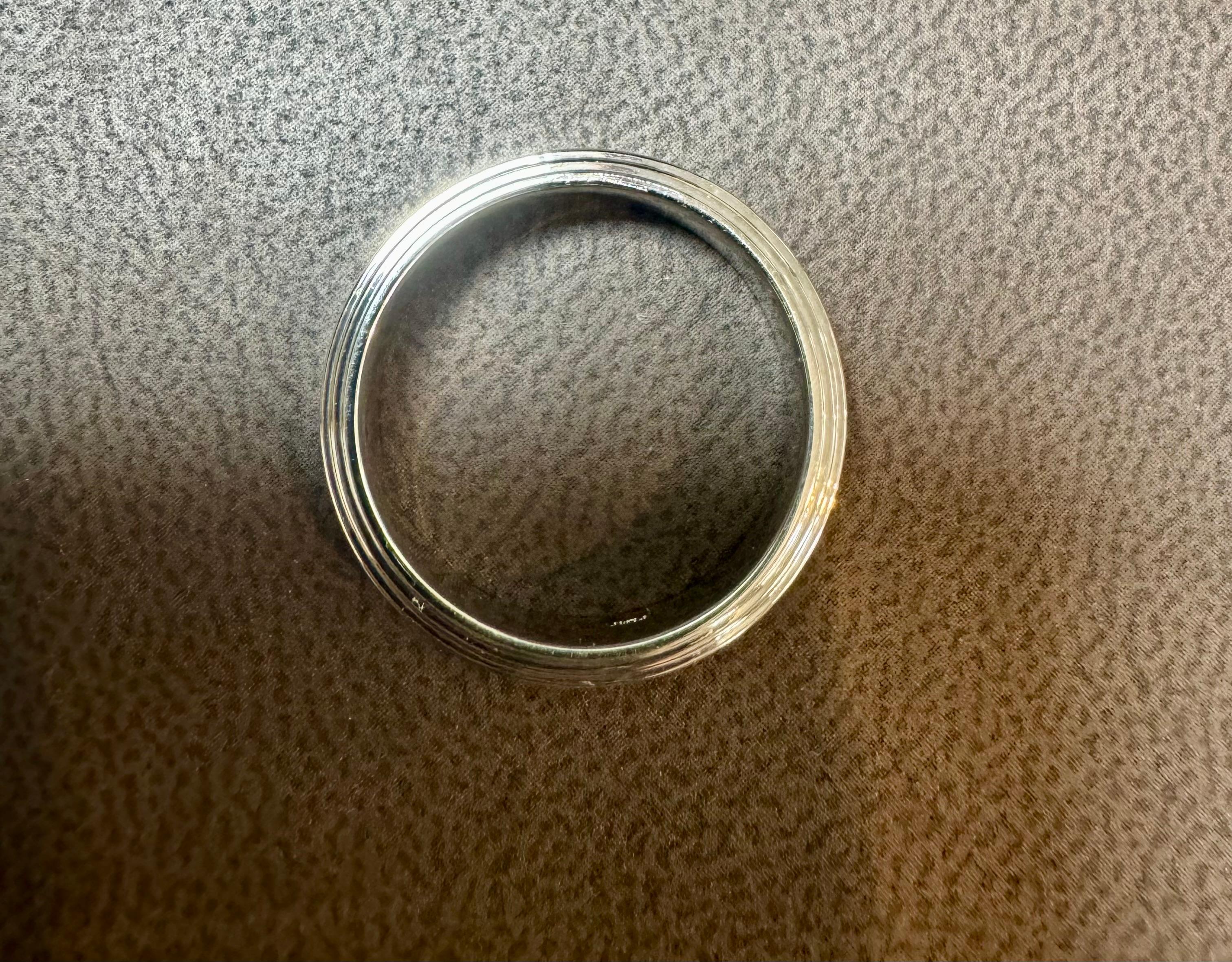 5.8 MM WIDE BEVELED EDGE Platinum Plain Wedding Band Ring 14.5 Grams, Estate For Sale 1