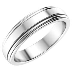 5.8 MM WIDE BEVELED EDGE Platinum Plain Wedding Band Ring 14.5 Grams, Estate