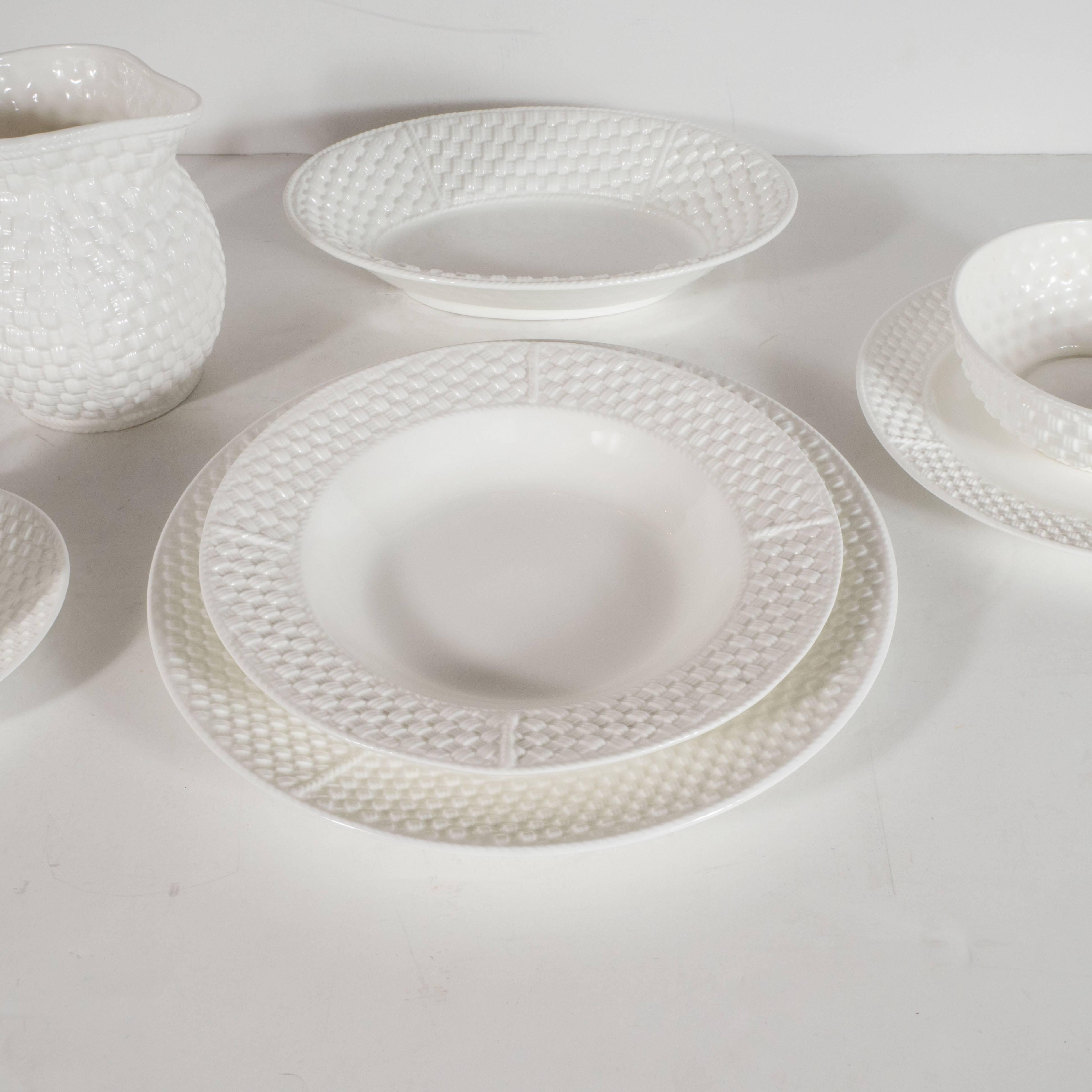58 Piece Porcelain Basketweave Pattern Dish Set by Tiffany and Co. at