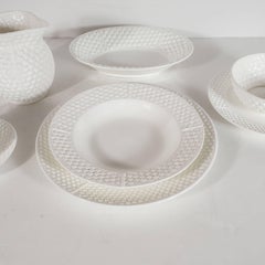 58 Piece Porcelain Basketweave Pattern Dish Set by Tiffany & Co.