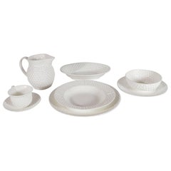 58 Piece Porcelain Basketweave Pattern Dish Set by Tiffany & Co.