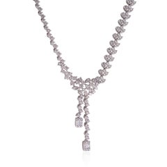 5.80 Carat Baguette Diamond Lariat Necklace Solid 18k White Gold Fine Jewelry