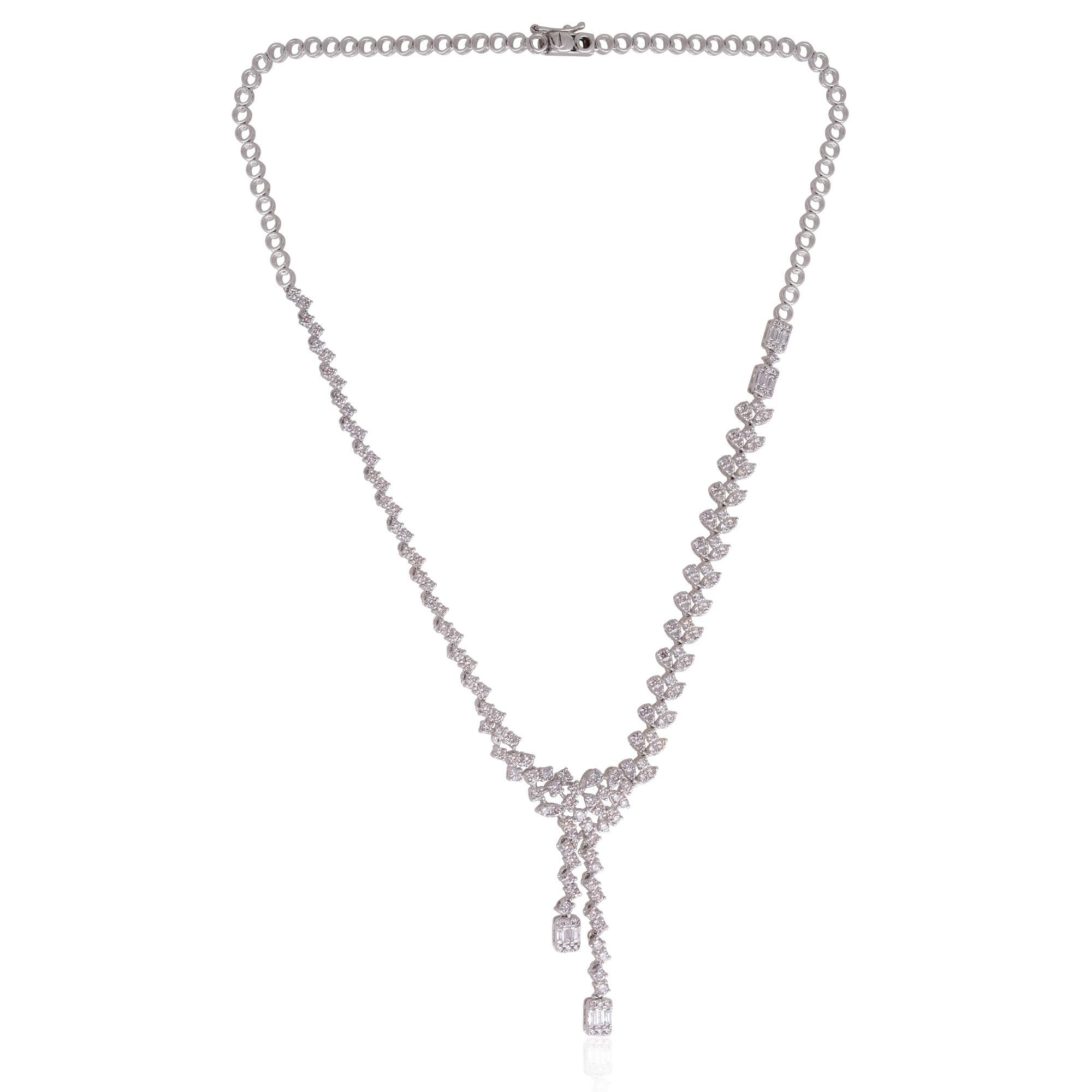 Taglio baguette Collana Lariat con diamanti baguette da 5,80 carati in oro bianco massiccio 18 ct. in vendita
