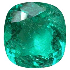 5.80 Carat Certified Fine Bluish Green Colombian Emerald - Chivor Cushion Cut