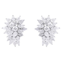 5.80 Carat Diamond 14 Karat White Gold Cluster Earrings