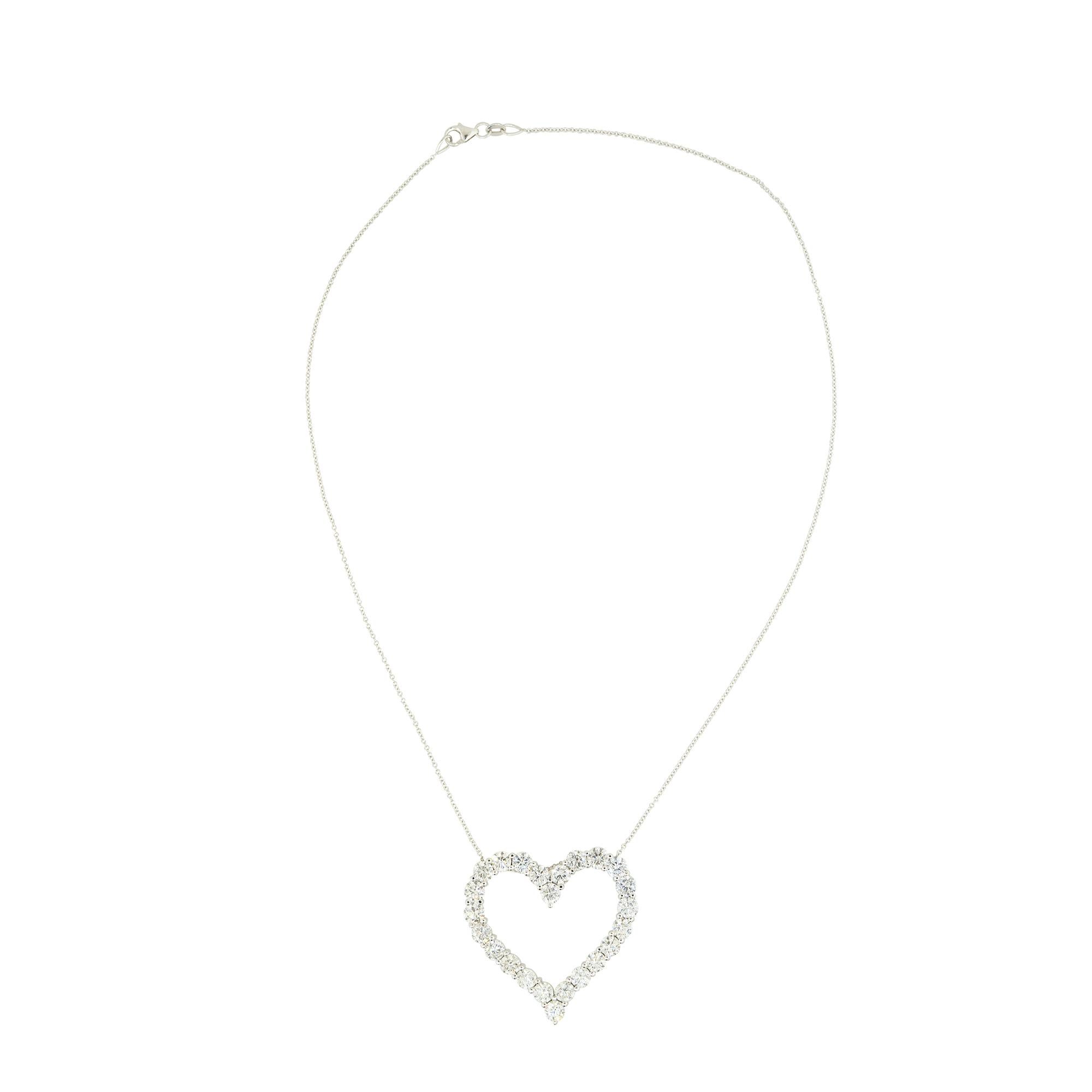 Women's 5.80 Carat Diamond Heart Necklace 18 Karat in Stock  For Sale