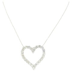 5.80 Carat Diamond Heart Necklace 18 Karat in Stock 