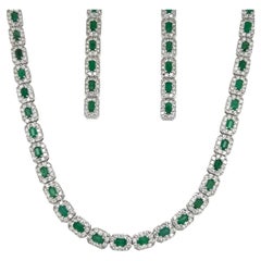 5.80 Carat Emerald Necklace Earrings Set