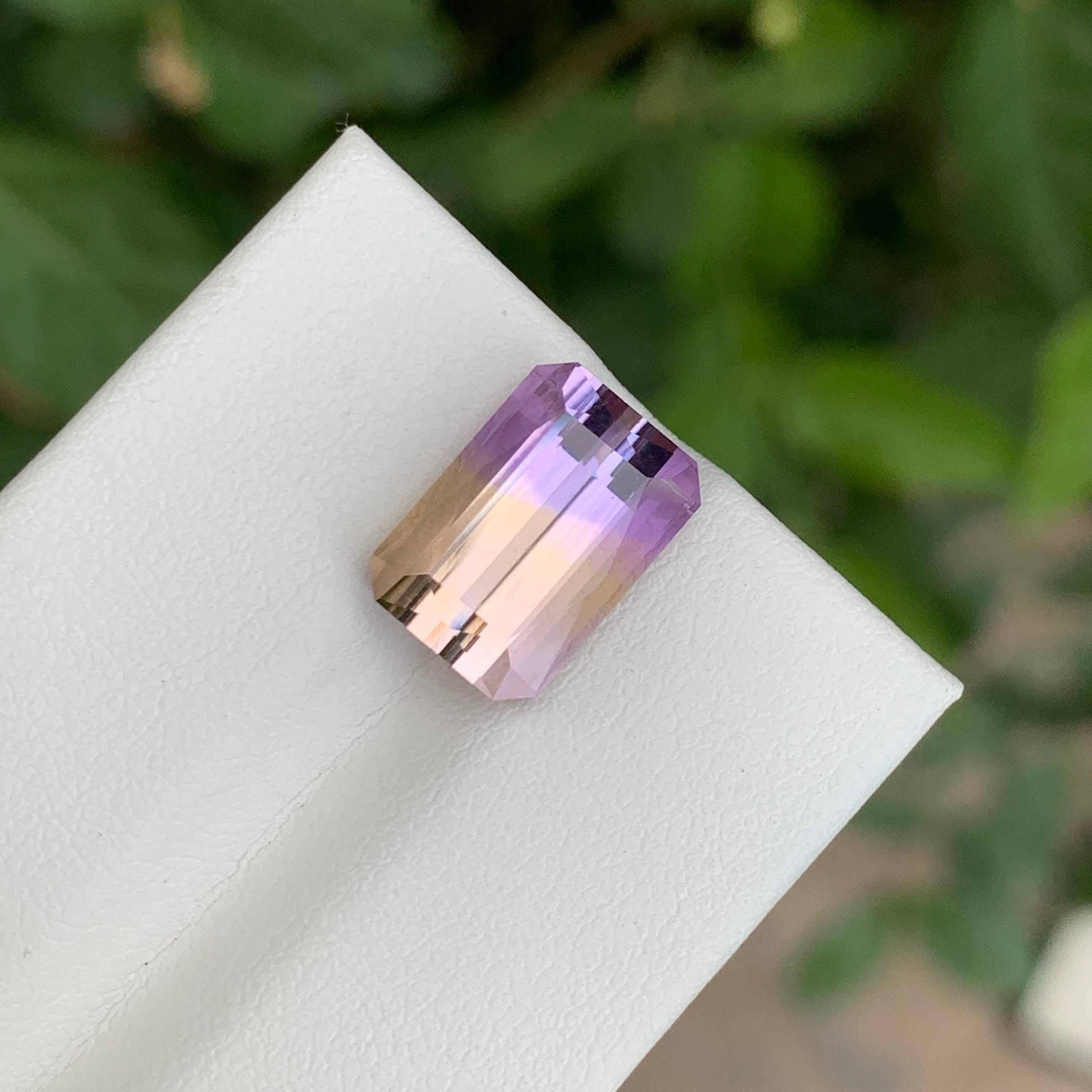 5.80 Carat Loose Bicolor Ametrine Stone Emerald Cut Natural Bolivian Gemstone en vente 4