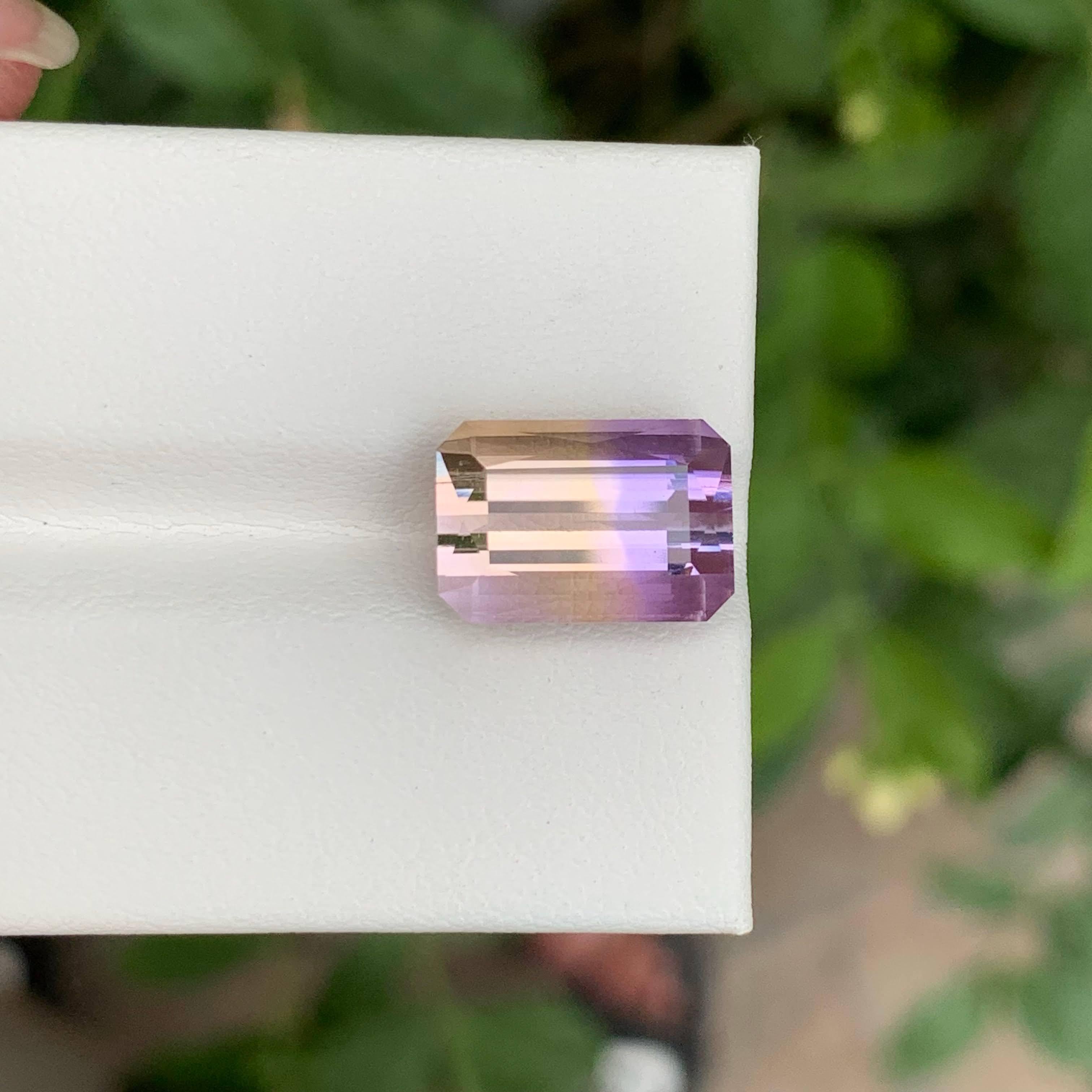 5.80 Carat Loose Bicolor Ametrine Stone Emerald Cut Natural Bolivian Gemstone en vente 5