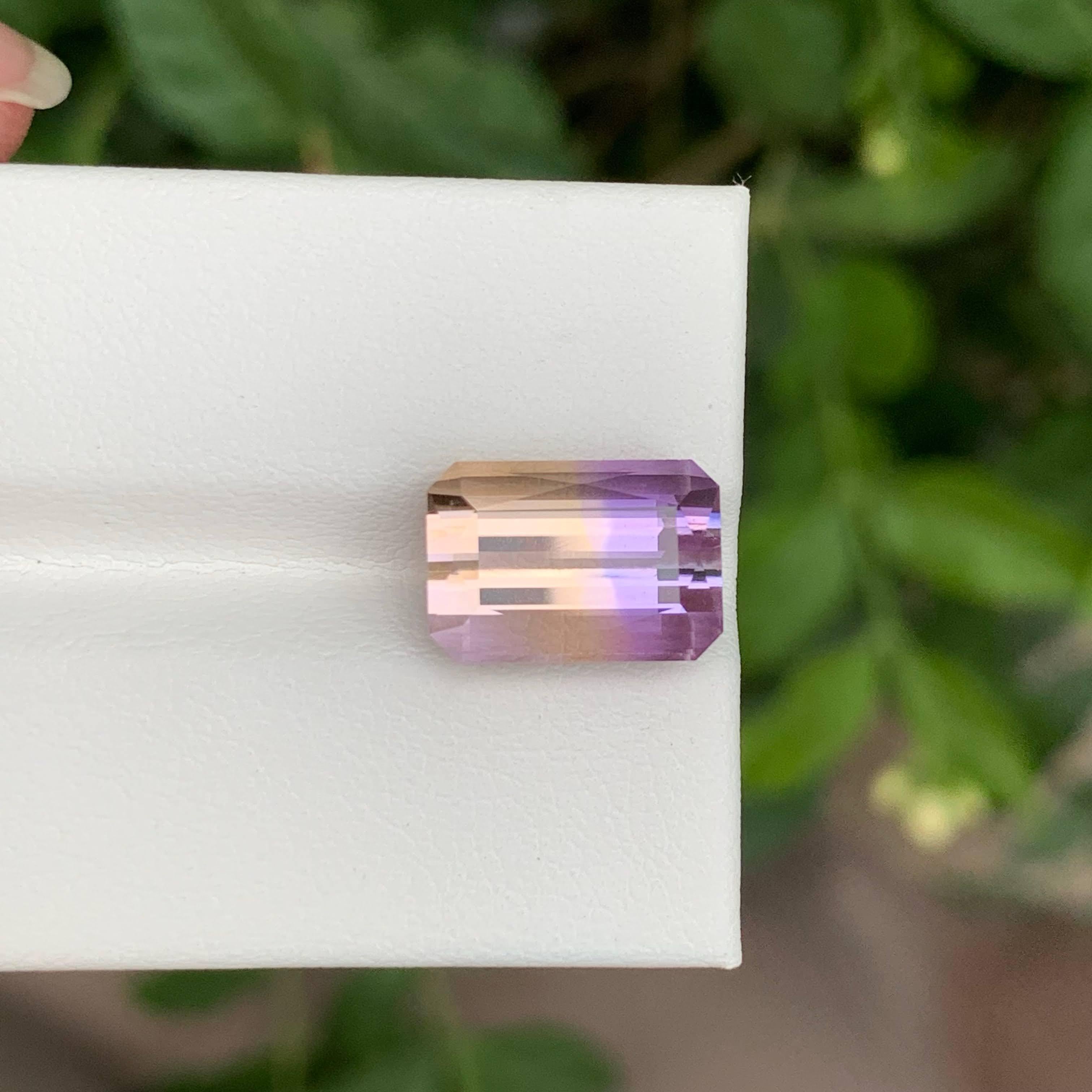 5.80 Carat Loose Bicolor Ametrine Stone Emerald Cut Natural Bolivian Gemstone Unisexe en vente