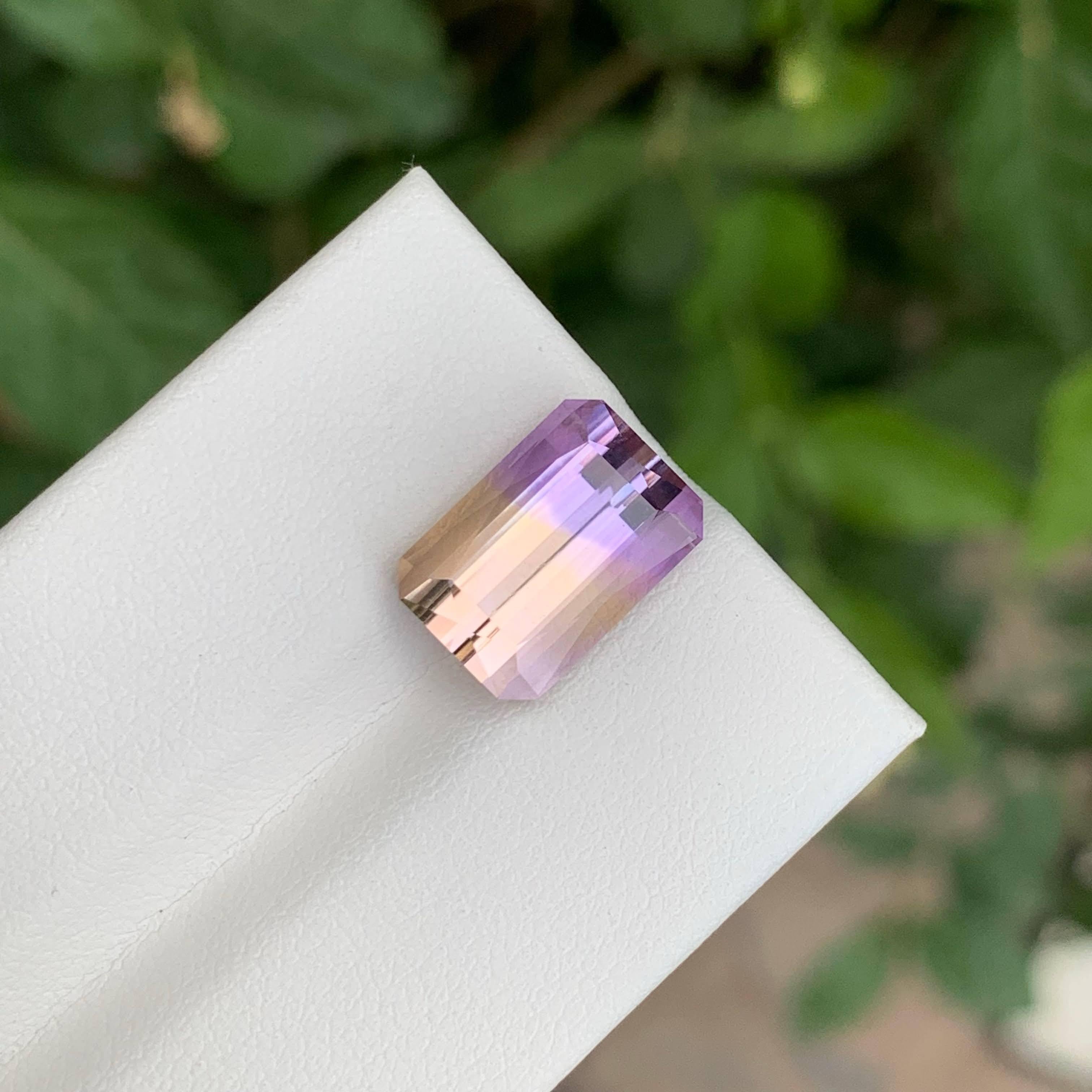 5.80 Carat Loose Bicolor Ametrine Stone Emerald Cut Natural Bolivian Gemstone en vente 2