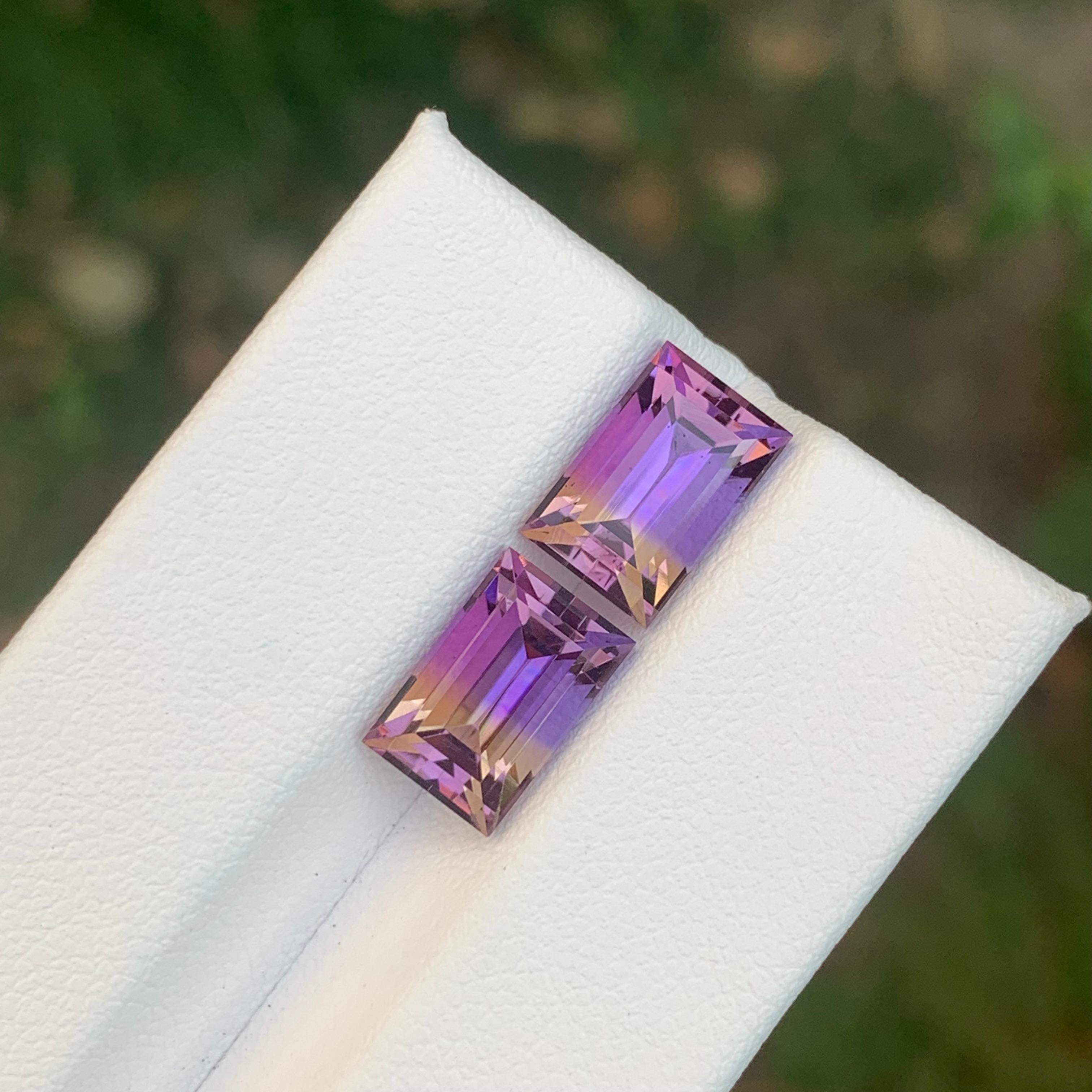 5.80 Carat Natural Loose Ametrine Pair Baguette Shape Gemstone For Earrings en venta 4
