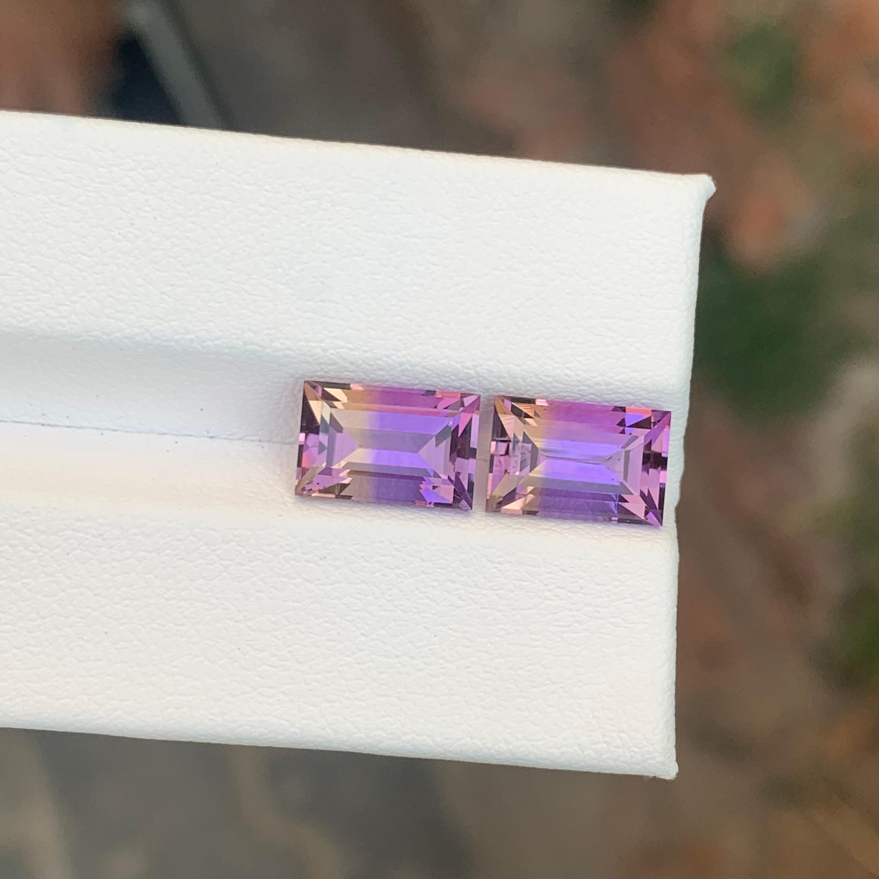 5.80 Carat Natural Loose Ametrine Pair Baguette Shape Gemstone For Earrings Artes y manualidades en venta